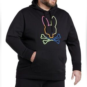 PSYCHO BUNNY - MENS LEO BUNNY HOODIE - BLACK
